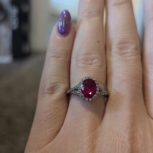 Elegant Larb Grown Ruby and Silver Ring